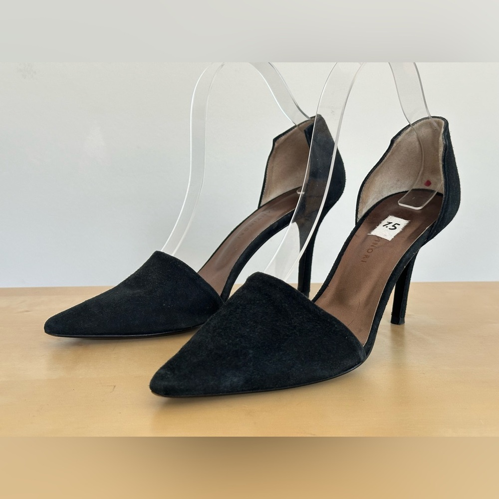 Enrico Antinori Black Suede Stiletto Heels Women's Size 7.5